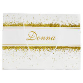 Gold Glitter Confetti Name - Large Gift Bag Groot Cadeauzakje (Achterkant)