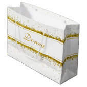 Gold Glitter Confetti Name - Large Gift Bag Groot Cadeauzakje (Voorkant Gekanteld)