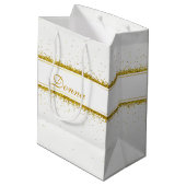 Gold Glitter Confetti Name - Medium Gift Bag Cadeauzakje (Achterkant Gekanteld)