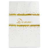 Gold Glitter Confetti Name - Medium Gift Bag Cadeauzakje (Voorkant)