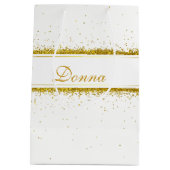Gold Glitter Confetti Name - Medium Gift Bag Medium Cadeauzakje (Achterkant)