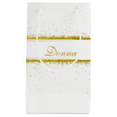 Gold Glitter Confetti Name - Small Gift Bag Klein Cadeauzakje (Voorkant)
