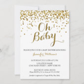 Gold Glitter Confetti Oh Baby, Baby shower nodigt  Kaart (Voorkant)