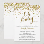 Gold Glitter Confetti Oh Baby, Baby shower nodigt  Kaart (Voorkant / Achterkant)