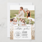 Gold Glitter Confetti Ombre Fotocollage Wedding Kaart (Achterkant)