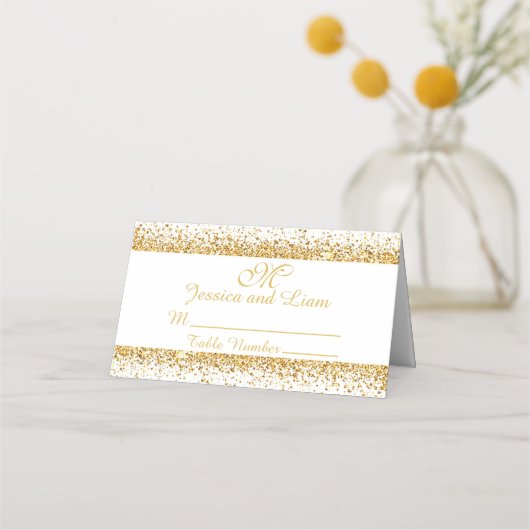 Gold Glitter Confetti op een witte achtergrond Plaatskaartje (Voorkant)