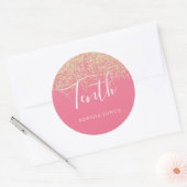 Gold Glitter Confetti Pink 10e verjaardag Ronde Sticker (Envelop)