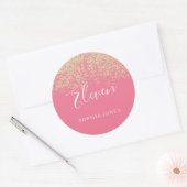 Gold Glitter Confetti Pink 11e verjaardag Ronde Sticker (Envelop)
