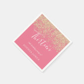 Gold Glitter Confetti Pink 13de verjaardag Servet (Hoek)