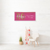 Gold Glitter Confetti Pink 50 & Fabulous Birthday Spandoek (Insitu)