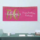 Gold Glitter Confetti Pink 50 & Fabulous Birthday Spandoek (Beurs)