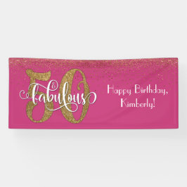 Gold Glitter Confetti Pink 50 & Fabulous Birthday Spandoek