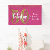 Gold Glitter Confetti Pink 50 & Fabulous Birthday Spandoek (Insitu)
