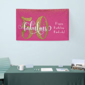 Gold Glitter Confetti Pink 50 & Fabulous Birthday Spandoek (Beurs)