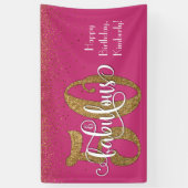 Gold Glitter Confetti Pink 50 & Fabulous Birthday Spandoek (Verticaal)