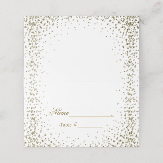 Gold Glitter Confetti Plaatskaartje (Buitenkant ongevouwen)