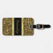 Gold Glitter Confetti Print Bagagelabel (Voorkant horizontaal)