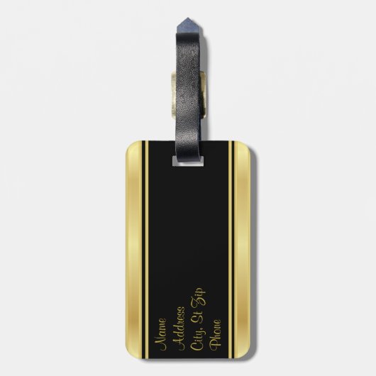 Gold Glitter Confetti Print Bagagelabel (Achterkant verticaal)