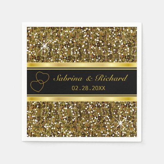 Gold Glitter Confetti Print | personaliseren Servet (Voorkant)