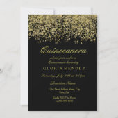 Gold Glitter Confetti Quinceanera Kaart (Voorkant)