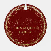 Gold Glitter Confetti Red Metalen Ornament (Achterkant)