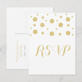 Gold Glitter Confetti Response Briefkaart (Voorkant / Achterkant)