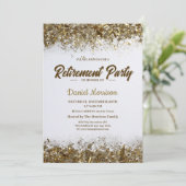 Gold Glitter Confetti Retirement Party 2024 Kaart (Staand voorkant)