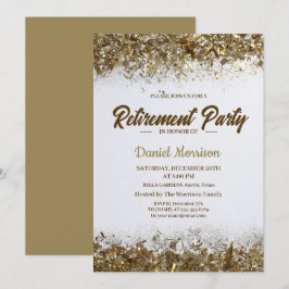 Gold Glitter Confetti Retirement Party 2024 Kaart