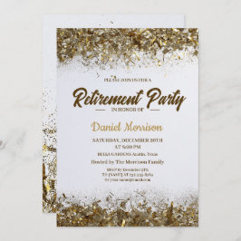 Gold Glitter Confetti Retirement Party 2024 Kaart