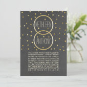 Gold Glitter Confetti Rings Wedding Invitations Kaart (Staand voorkant)