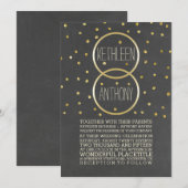Gold Glitter Confetti Rings Wedding Invitations Kaart (Voorkant / Achterkant)