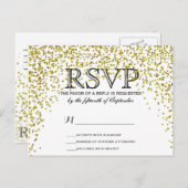 Gold Glitter Confetti RSVP-Briefkaarten Uitnodiging Briefkaart (Voorkant / Achterkant)