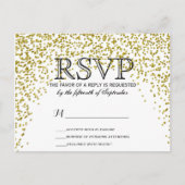 Gold Glitter Confetti RSVP-Briefkaarten Uitnodiging Briefkaart (Voorkant)
