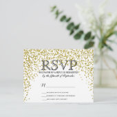 Gold Glitter Confetti RSVP-Briefkaarten Uitnodiging Briefkaart (Staand voorkant)