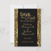 Gold Glitter Confetti Save The Date (Voorkant)