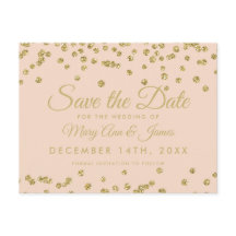 Gold Glitter Confetti Save The Date Blush Roos