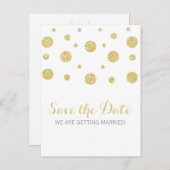 Gold Glitter Confetti Save the Date Briefkaart (Voorkant / Achterkant)