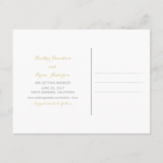 Gold Glitter Confetti Save the Date Briefkaart (Achterkant)