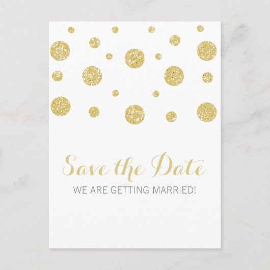 Gold Glitter Confetti Save the Date Briefkaart (Voorkant)