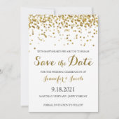 Gold Glitter Confetti Save the Date Invitation (Voorkant)