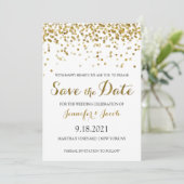 Gold Glitter Confetti Save the Date Invitation (Staand voorkant)