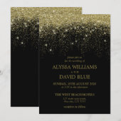 Gold Glitter Confetti Sparkle Elegant Wedding Kaart (Voorkant / Achterkant)