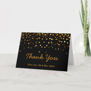 Gold Glitter Confetti Sparkles Black Hartelijk dan Bedankkaart