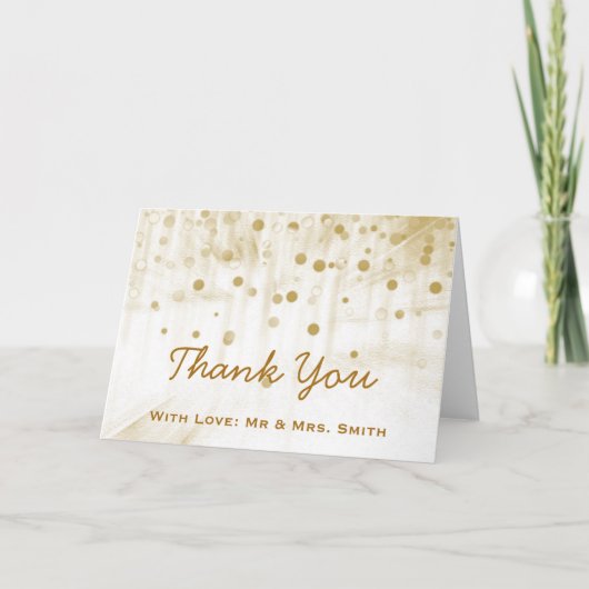 Gold Glitter Confetti Sparkles Stip Hartelijk dank Bedankkaart (Voorkant)