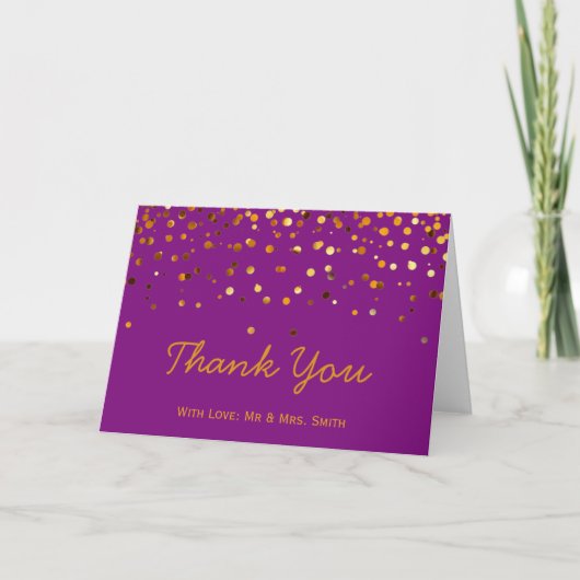 Gold Glitter Confetti Sparkles Violet Hartelijk da Bedankkaart (Voorkant)