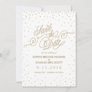 Gold Glitter Confetti Stars Fancy Opslaan Datum Save The Date