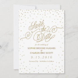 Gold Glitter Confetti Stars Fancy Opslaan Datum Save The Date
