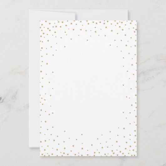 Gold Glitter Confetti Stars Fancy Opslaan Datum Save The Date (Achterkant)