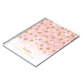 Gold Glitter Confetti Stippen op roze Waterverf Notitieboek (Linkerzijde)