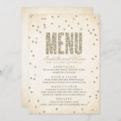 Gold Glitter Confetti Stippen Weddenschappen Menu (Voorkant / Achterkant)